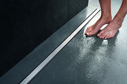 Grila ornament rigola dus Geberit CleanLine60 pentru pardoseli subtiri, 30-130 cm, inox mat/contur negru