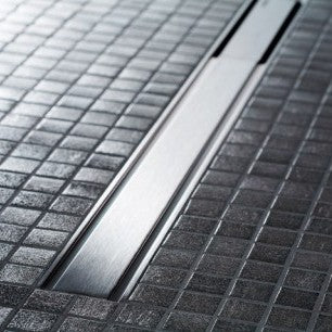 Grila ornament rigola dus Geberit CleanLine60 pentru pardoseli subtiri, 30-130 cm, inox mat/contur negru