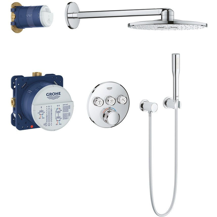 Sistem dus incastrat cu termostat Grohe Grohtherm SmartControl, cap dus rotund