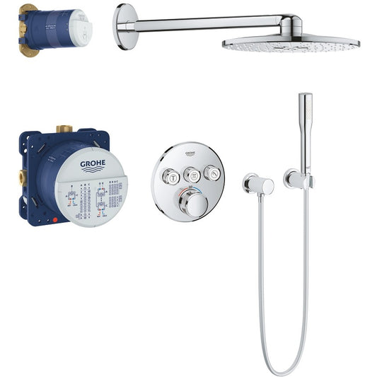 Sistem dus incastrat cu termostat Grohe Grohtherm SmartControl, cap dus rotund