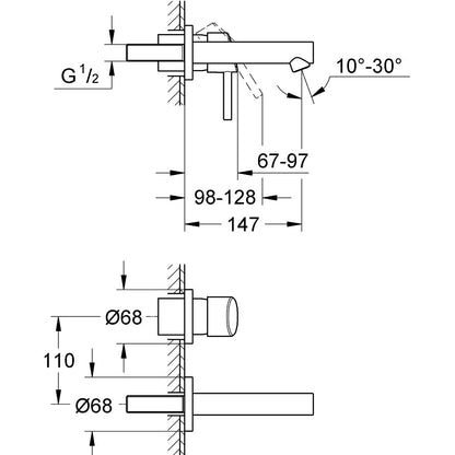 Baterie lavoar incastrata Grohe Concetto, marime S