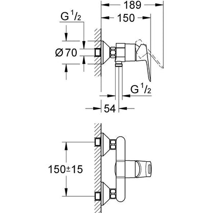 Grohe BauLoop Baterie dus monocomanda