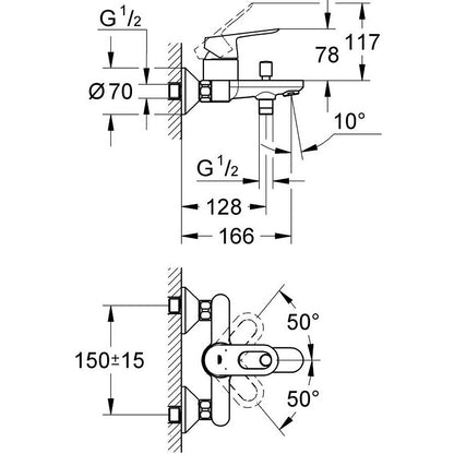 Grohe BauLoop Baterie cada dus monocomanda