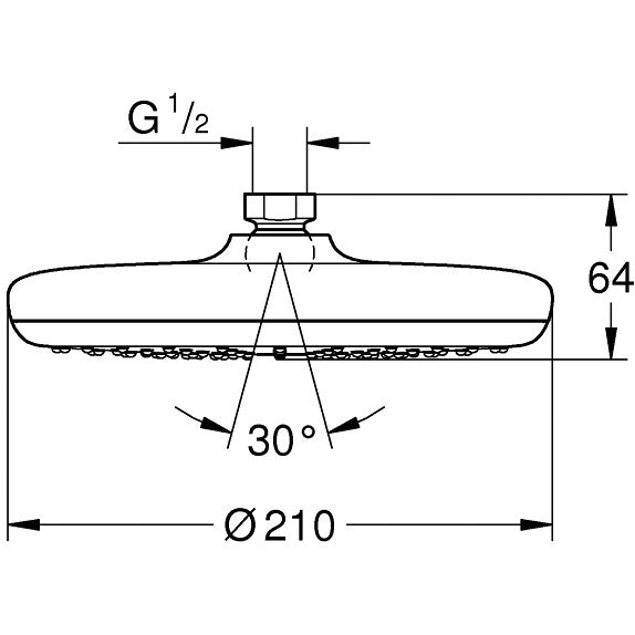 Palarie dus fix Grohe Tempesta 210, Ø21 cm, fara limitator de debit
