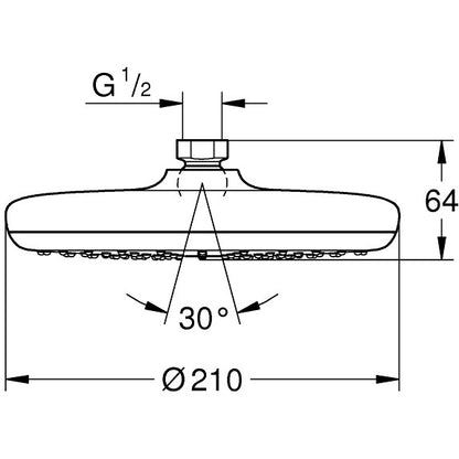 Palarie dus fix Grohe Tempesta 210, Ø21 cm, fara limitator de debit