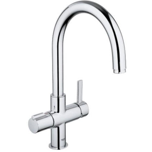 Grohe Red Duo Baterie chiuveta bucatarie monocomanda cu pipa rotunda, crom