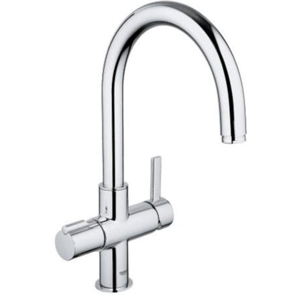 Grohe Red Duo Baterie chiuveta bucatarie monocomanda cu pipa rotunda, crom