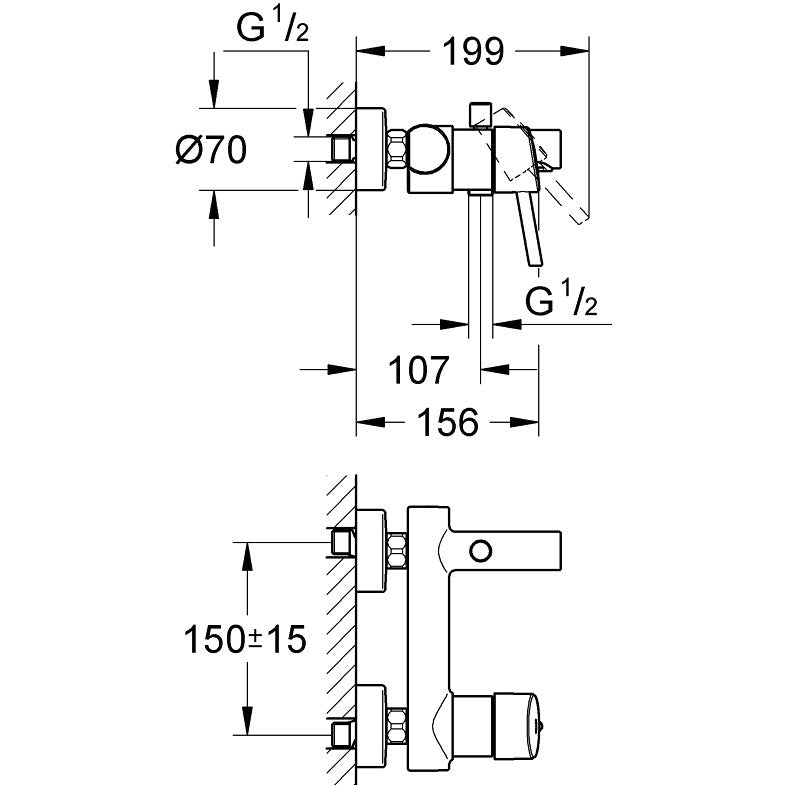 Grohe Concetto Baterie cada dus monocomanda