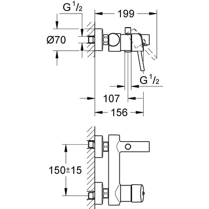 Grohe Concetto Baterie cada dus monocomanda