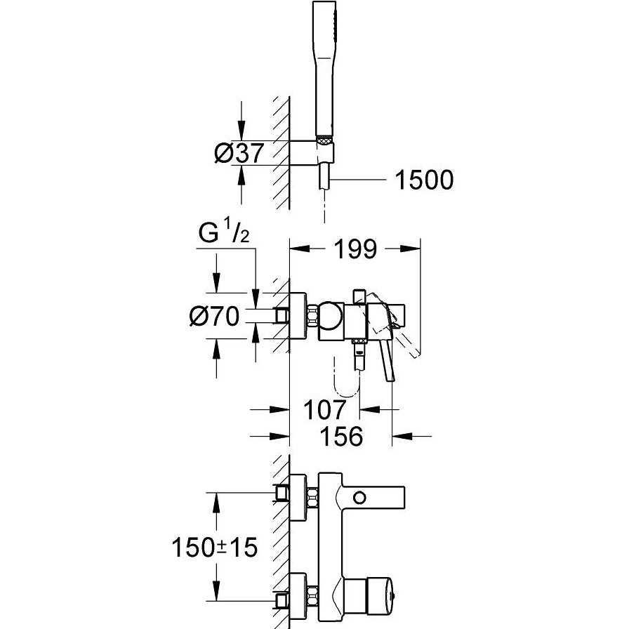 Grohe Concetto Baterie cada dus monocomanda cu set dus
