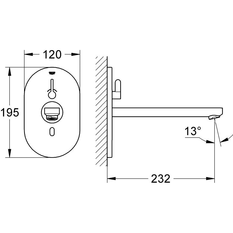 Grohe Eurosmart Cosmopolitan E Baterie lavoar electronica cu senzor, alimentare 230 V, pipa 23 cm