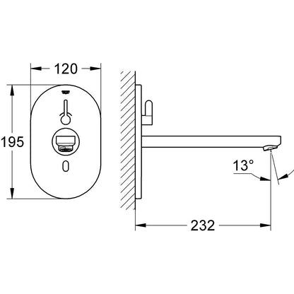 Grohe Eurosmart Cosmopolitan E Baterie lavoar electronica cu senzor, alimentare 230 V, pipa 23 cm