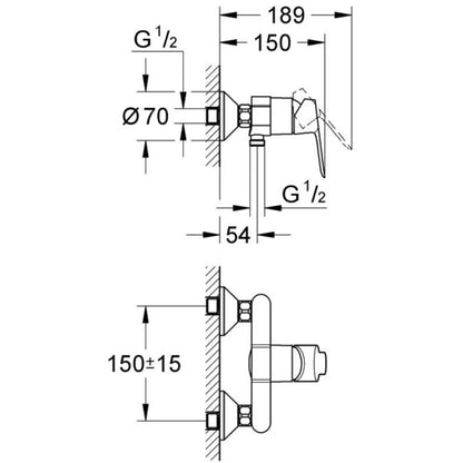 Grohe Bauedge Baterie de dus monocomanda 1/2'