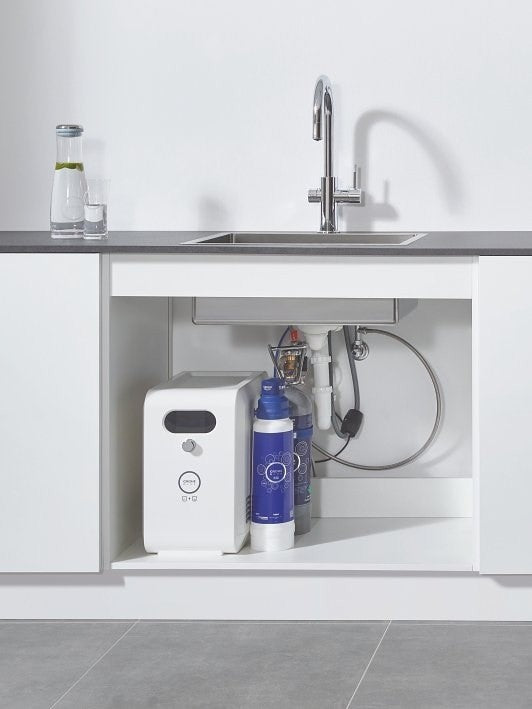 Grohe Blue Professional Baterie de bucatarie cu sistem de filtrare, racire si acidulare, pipa C, crom
