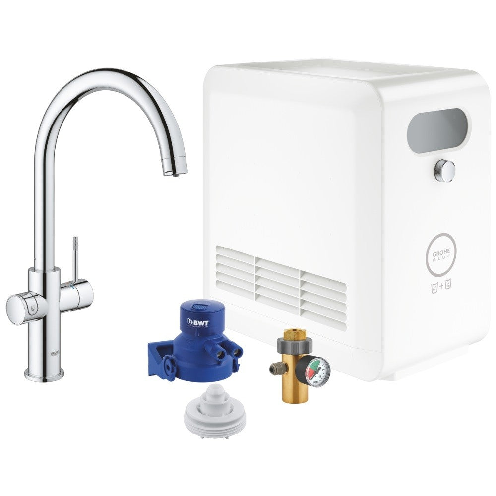 Grohe Blue Professional Baterie de bucatarie cu sistem de filtrare, racire si acidulare, pipa C, crom