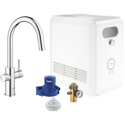 Grohe Blue Professional Baterie de bucatarie cu sistem de filtrare, racire si acidulare, pipa C si dus extractibil, crom