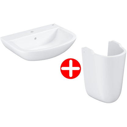 Chiuveta baie suspendata Grohe Bau Ceramic 65x47 cm, cu semipicior