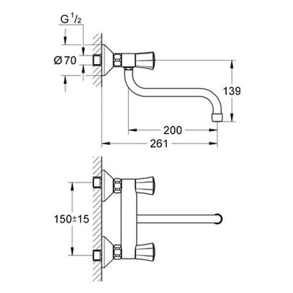 Grohe Costa L Baterie chiuveta bucatarie montaj pe perete