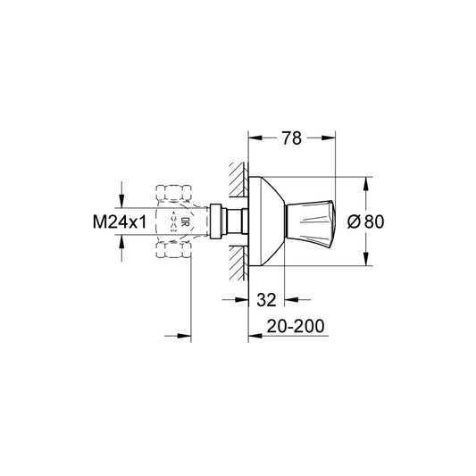 Grohe Costa L Ventil incastrat, parte aparenta pentru apa calda, 20-200 mm