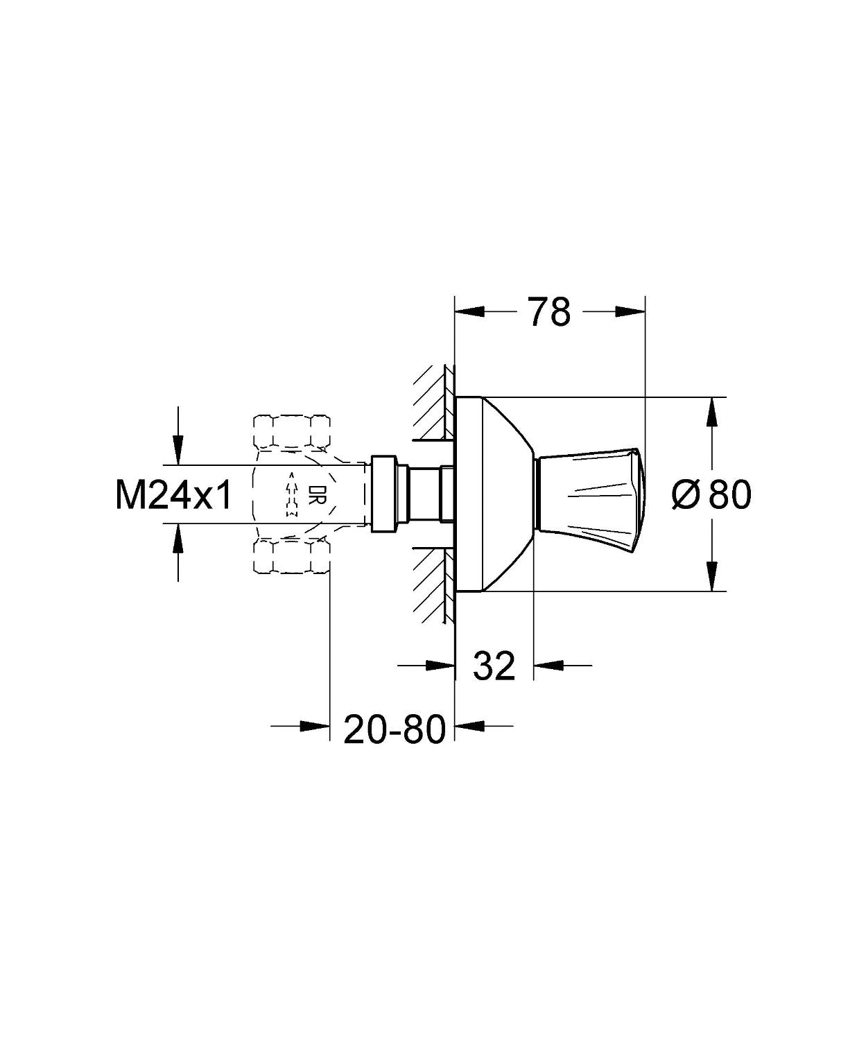 Grohe Costa L Ventil incastrat, parte aparenta pentru apa rece, 20-80 mm