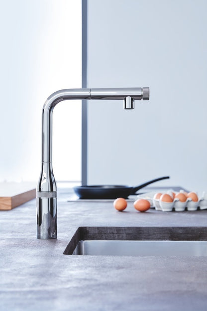 Grohe Essence Baterie chiuveta bucatarie cu dus extractibil si buton SmartControl, crom
