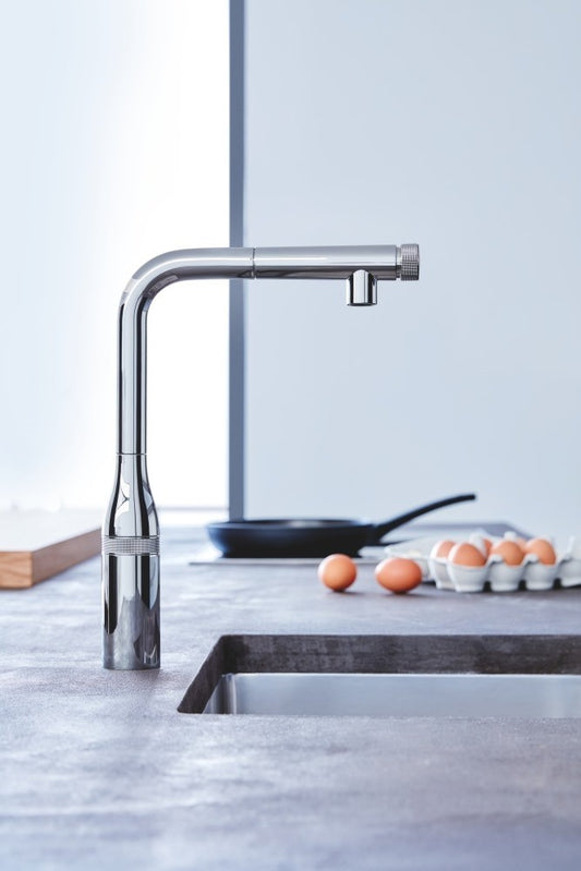 Grohe Essence Baterie chiuveta bucatarie cu dus extractibil si buton SmartControl, crom