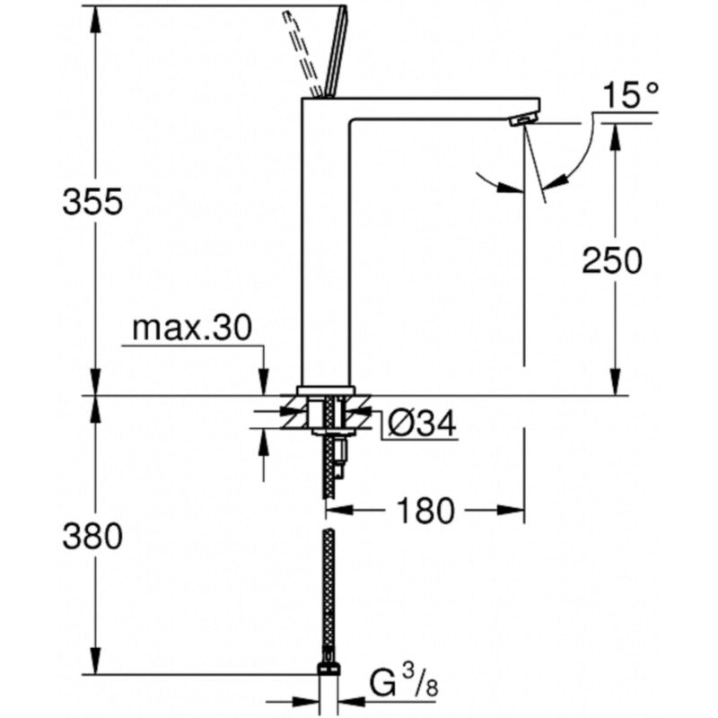 Baterie lavoar pe blat Grohe Eurocube Joy, marime XL, fara ventil