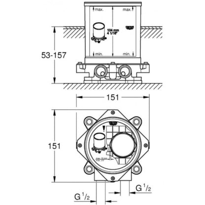 Grohe Eurocube Joy Set de instalare pentru baterie freestanding, nivelare podea 0-53 mm
