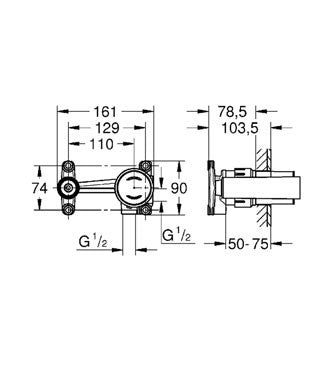 Grohe Eurodisc Joy Corp incastrat pentru baterie lavoar monocomanda