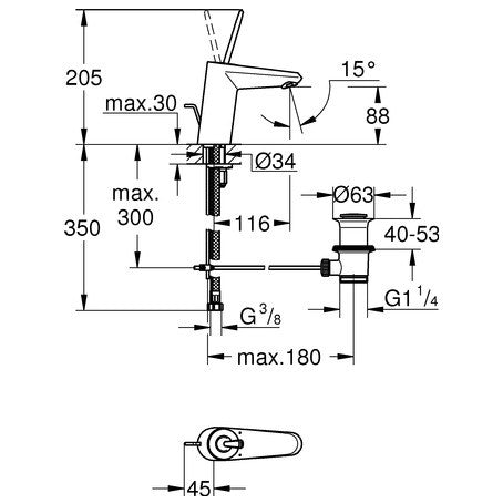 Baterie lavoar Grohe Eurodisc Joy, marime S