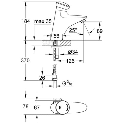 Grohe Eurodisc SE Baterie lavoar cu temporizare si mixare