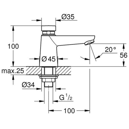 Grohe Euroeco Cosmopolitan T Baterie lavoar cu inchidere automata 1/2'