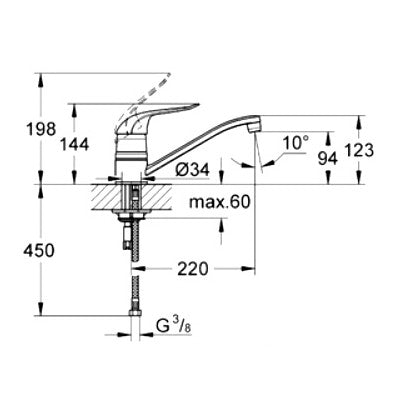 Grohe Euroeco Special Baterie chiuveta bucatarie H19 cm