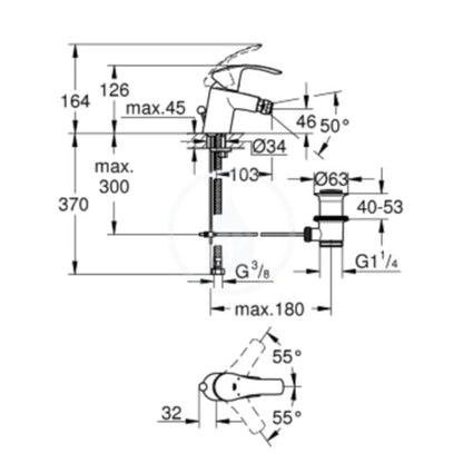 Baterie lavoar Grohe Eurosmart, H13 cm