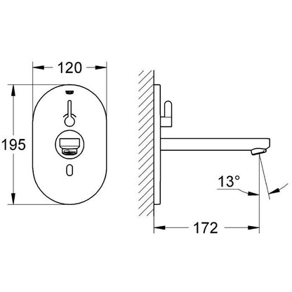 Grohe Eurosmart Cosmopolitan E Baterie lavoar cu infrarosu si mixare apa, montaj incastrat, pipa 17 cm