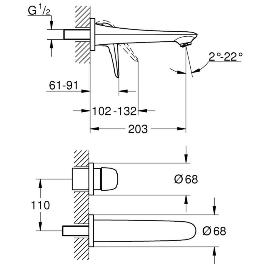 Baterie lavoar incastrata Grohe Eurostyle