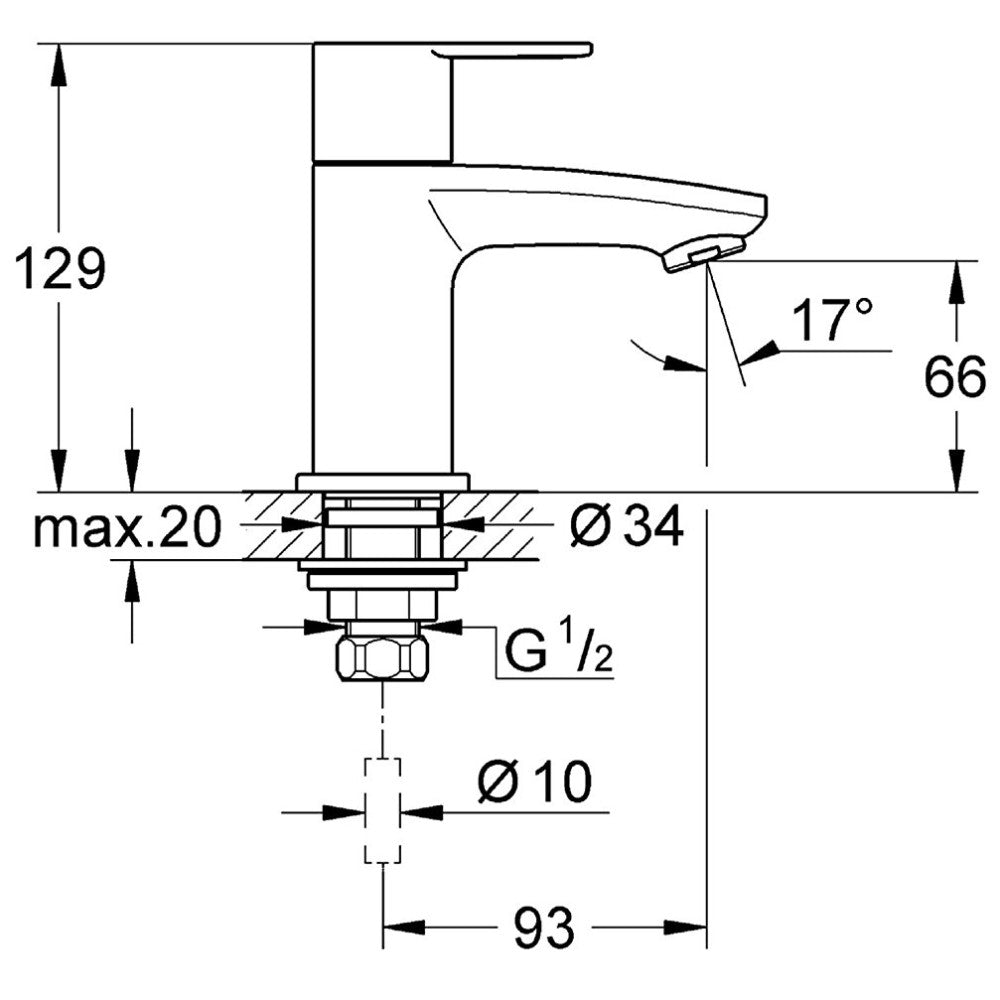 Robinet lavoar Grohe Eurostyle Cosmopolitan, marime XS