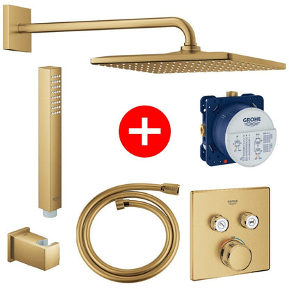 Set promo Sistem dus incastrat cu termostat Grohe Grohterm SmartControl, auriu mat