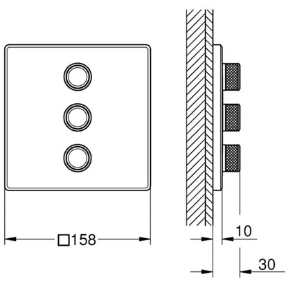 Grohe Grohtherm SmartControl Unitate de control dus incastrat cu 3 iesiri, patrata
