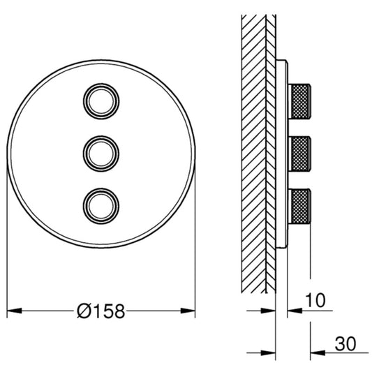 Grohe Grohtherm SmartControl Unitate de control dus incastrat cu 3 iesiri, crom