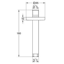 Brat dus fix Grohe Rainshower, montaj pe tavan, L15 cm