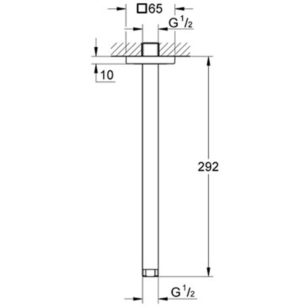 Brat dus fix Grohe Rainshower, montaj pe tavan, L29 cm
