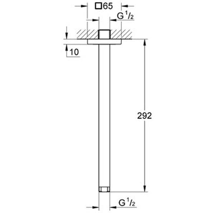 Brat dus fix Grohe Rainshower, montaj pe tavan, L29 cm