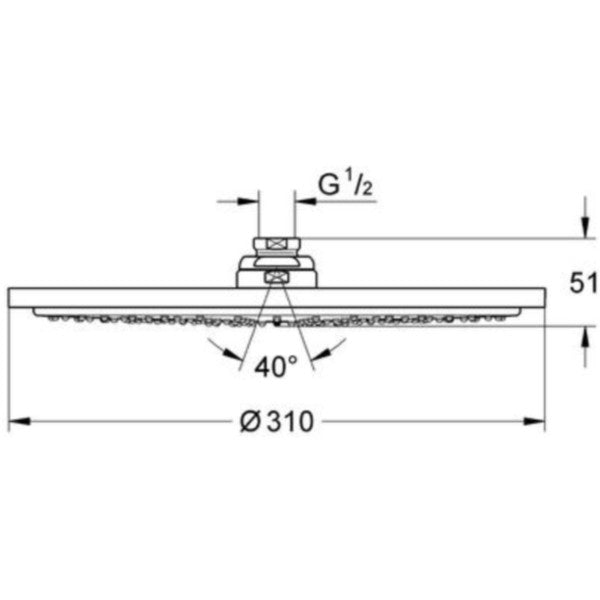 Palarie dus fix Grohe Rainshower Cosmopolitan, cu limitator de debit, Ø31 cm