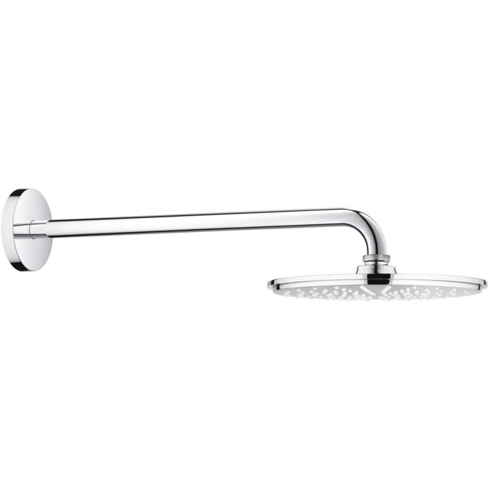 Palarie dus fix Grohe Rainshower Cosmopolitan, cu brat, montaj pe perete, crom, Ø21 cm