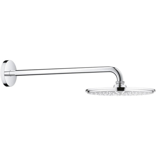 Palarie dus fix Grohe Rainshower Cosmopolitan, cu brat, montaj pe perete, crom, Ø21 cm