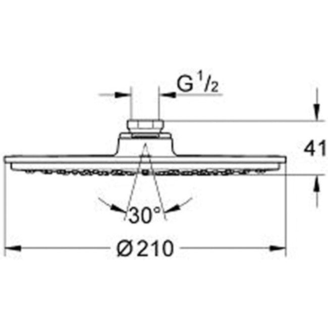 Palarie dus fix Grohe Rainshower Cosmopolitan, cu limitator de debit, Ø21 cm
