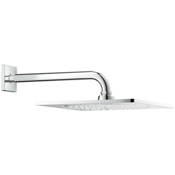 Palarie dus fix Grohe Rainshower F-Series, cu brat, montaj pe perete, cu limitator de debit, 25x25 cm