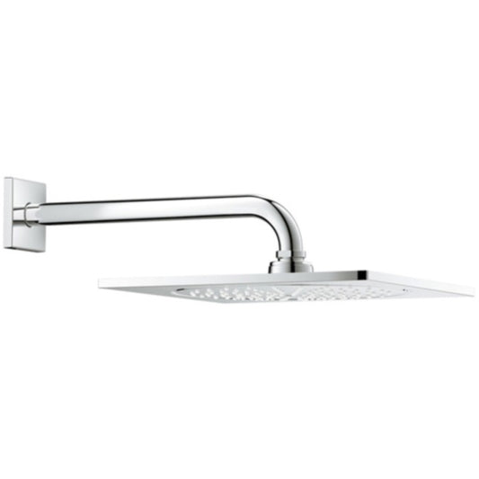 Palarie dus fix Grohe Rainshower F-Series, cu brat, montaj pe perete, cu limitator de debit, 25x25 cm