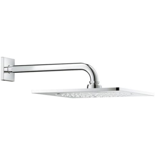 Palarie dus fix Grohe Rainshower F-Series, cu brat, montaj pe perete, fara limitator de debit, 25x25 cm